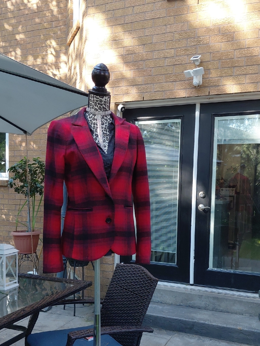 Pink Tartan Red & Black Plaid Blazer